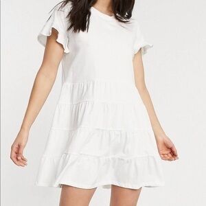ESMEE WHITE TIERED MINI DRESS Size 8